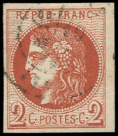 EMISSION DE BORDEAUX - 40Ba  2c. Rouge BRIQUE, R II, Obl. Càd T17, TTB. Br - 1870 Bordeaux Printing