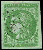 EMISSION DE BORDEAUX - 42B   5c. Vert-jaune, R II, Obl. PC Du GC, Nuance Soutenue, TB/TTB - 1870 Bordeaux Printing