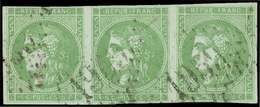 EMISSION DE BORDEAUX - 42B   5c. Vert, R II, 3ème état, BANDE De 3 Oblitérée GC 1958, B/TB - 1870 Bordeaux Printing