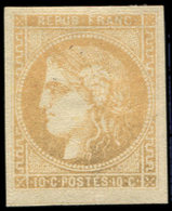 * EMISSION DE BORDEAUX - 43B  10c. Bistre-jaune, R II, Forte Ch., TB - 1870 Bordeaux Printing