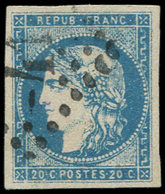 EMISSION DE BORDEAUX - 44A  20c. Bleu, T I, R I, Oblitéré GC, TB - 1870 Bordeaux Printing