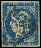 EMISSION DE BORDEAUX - 44Ba 20c. Bleu Foncé, T I, R II, Obl. GC, Restauré, B/TB, Br - 1870 Emissione Di Bordeaux