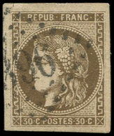 EMISSION DE BORDEAUX - 47f  30c. Brun, Ligne Blanche Derrière La Tête, Obl. GC 896, Belles Marges, TTB - 1870 Ausgabe Bordeaux