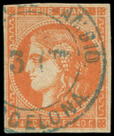 EMISSION DE BORDEAUX - 48   40c. Orange, Au Filet Dans Un Angle, Oblitération Espagnole ADMON DE CAMBIO/BARCELONA, Frapp - 1870 Ausgabe Bordeaux