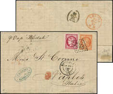 Let EMISSION DE BORDEAUX - 48 Et 49c, 40c. Orange Et 80c. Rose Carminé, Obl. GC 2240 S. LAC, Càd Marseille 18/3/71, Arr. - 1870 Ausgabe Bordeaux