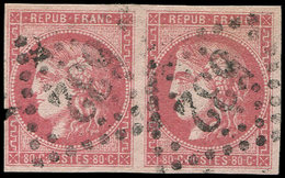 EMISSION DE BORDEAUX - 49   80c. Rose, PAIRE Obl. GC 532, TB - 1870 Emission De Bordeaux