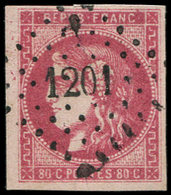 EMISSION DE BORDEAUX - 49b  80c. Rose Vif, Nuance Soutenue, Obl. PC Du GC 1201, Nuance Certifiée J.F Brun, TTB. C - 1870 Emissione Di Bordeaux