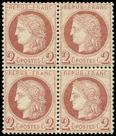 ** CERES DENTELE - 51    2c. Rouge-brun, BLOC De 4, Très Bon Centrage, TTB. C - 1871-1875 Cérès