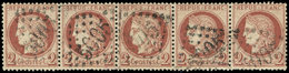 CERES DENTELE - 51    2c. Rouge-brun, BANDE De 5 Obl. GC 5005 D'ALGER, TTB - 1871-1875 Ceres