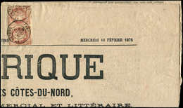Let CERES DENTELE - 51    2c. Rouge-brun, PAIRE Obl. Càd T17 ST BRIEUC 10/2/76 Sur Journal "L'ARMORIQUE", TB - 1871-1875 Ceres