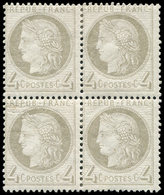 * CERES DENTELE - 52    4c. Gris, BLOC De 4 Décentré, Sinon TB - 1871-1875 Ceres