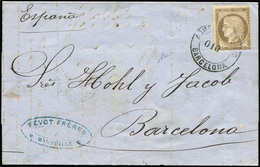 Let CERES DENTELE - 56   30c. Brun, Obl. Cachet ADMON DE CAMBIO BARCELONA 010 S. LAC Du 1/3/76, RR Sur Ce Timbre Et TTB, - 1871-1875 Cérès