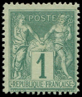 (*) TYPE SAGE - 61    1c. Vert, Type II, NON EMIS, Tirage De L'Exposition De 1900, RR, TB, Certif. JF Brun - 1876-1878 Sage (Type I)