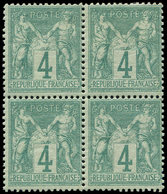 ** TYPE SAGE - 63    4c. Vert, BLOC De 4, La Paire Sup. Est *, TB - 1876-1878 Sage (Type I)