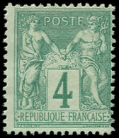 (*) TYPE SAGE - 63    4c. Vert, T II, NON EMIS, Tirage De L'Exposition De 1900, RR, TB, Certif. JF Brun - 1876-1878 Sage (Typ I)