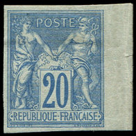 * TYPE SAGE - 73a  20c. Turquoise T II, Non Dentelé, Bdf, Petite Craquelure De G. Sinon TB. C - 1876-1878 Sage (Type I)