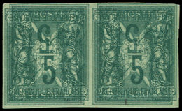 (*) TYPE SAGE - 75    5c. Vert, DOUBLE Impression Dont Une RENVERSEE, PAIRE NON DENTELEE, TB - 1876-1878 Sage (Typ I)