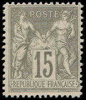 (*) TYPE SAGE - 77   15c. Gris, Tirage De L'exposition De 1900, RR, TB, Certif. JF Brun - 1876-1878 Sage (Typ I)