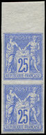 ** TYPE SAGE - 78c  25c. Outremer, NON DENTELE, PAIRE Verticale Bdf, TB. Br - 1876-1878 Sage (Typ I)