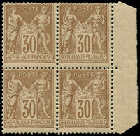 ** TYPE SAGE - 80   30c. Brun Jaune, BLOC De 4 Bdf, Décentré, Sinon Très Frais, TB - 1876-1878 Sage (Tipo I)