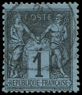 TYPE SAGE - 84    1c. Noir Sur BLEU DE PRUSSE, Oblitéré, TB. J - 1876-1878 Sage (Type I)