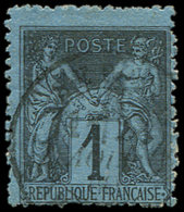 TYPE SAGE - 84    1c. Noir Sur BLEU De PRUSSE, Obl., Dentelure Irrégulière Mais Nuance Superbe. C - 1876-1878 Sage (Typ I)