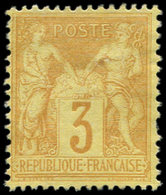 (*) TYPE SAGE - 86    3c. Bistre Jaune, Type I, NON EMIS, Tirage De L'Exposition De 1900, Une Dent Courte Sinon TB, RR,  - 1876-1878 Sage (Tipo I)