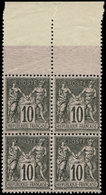 ** TYPE SAGE - 89   10c. Noir Sur Lilas, BLOC De 4 Bdf, Très Frais Et TTB - 1876-1878 Sage (Typ I)