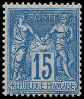 * TYPE SAGE - 90a  15c. Bleu Sur Bleu, Frais Et TB - 1876-1878 Sage (Tipo I)