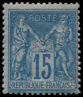 * TYPE SAGE - 90a  15c. Bleu Sur Bleu, Gomme Non Originale, TB - 1876-1878 Sage (Typ I)