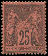 * TYPE SAGE - 91   25c. Noir Sur Rouge, Très Bon Centrage, TB - 1876-1878 Sage (Tipo I)