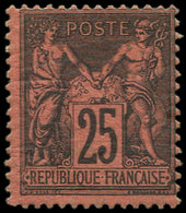 * TYPE SAGE - 91   25c. Noir Sur Rouge, Centrage Courant, TB - 1876-1878 Sage (Typ I)