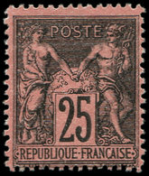 (*) TYPE SAGE - 91   25c. Noir Sur Rouge, Type I, NON EMIS, Tirage De L'Exposition De 1900, Pli Sinon TB, RR, Certif. JF - 1876-1878 Sage (Tipo I)