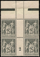 ** TYPE SAGE - 97   25c. Noir Sur Rose, BLOC De 4 Interp. Mill.2, Ch. S. Interp. Supérieur, Très Frais Et TTB - 1876-1878 Sage (Tipo I)