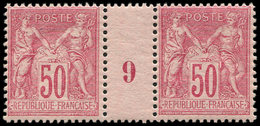 ** TYPE SAGE - 98   50c. Rose, PAIRE Mill.9, TB - 1876-1878 Sage (Tipo I)