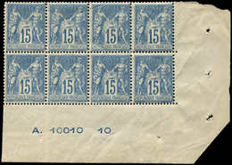 ** TYPE SAGE - 101  15c. Bleu, BLOC De 4 Cdf N° A 10010-10, TB - 1876-1878 Sage (Type I)