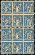 ** TYPE SAGE - 101  15c. Bleu, BLOC De 12, Décentré, Sinon TB - 1876-1878 Sage (Typ I)