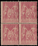 ** TYPE SAGE - 104  50c. Rose, BLOC De 4 Décentré, Un Ex. *, TB - 1876-1878 Sage (Type I)