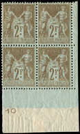 ** TYPE SAGE - 105   2f. Bistre Sur Azuré, BLOC De 4 Bdf, Très Bon Centrage, TTB - 1876-1878 Sage (Typ I)