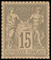 (*) TYPE SAGE - 77   15c. Gris, NON DENTELE Sur Bristol, Dentelure Figurée, TB - 1876-1898 Sage (Tipo II)