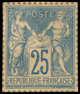 (*) TYPE SAGE - 79   25c. Bleu, NON DENTELE Sur Bristol, Dentelure Figurée, TB - 1876-1898 Sage (Type II)