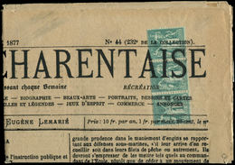 Let TYPE SAGE SUR LETTRES - N°61 BANDE De 3 Obl. TYPO Sur Journal CHRONIQUE CHARENTAISE Du 4/11/77, TTB - 1877-1920: Periodo Semi Moderno