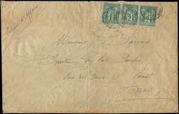 Let TYPE SAGE SUR LETTRES - N°61 Et 74 PAIRE Obl. Càd ST POL SUR TERNOISE 15/6/77 Sur Env. Papiers D'Affaires, R Et TB - 1877-1920: Semi-Moderne