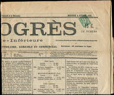 Let TYPE SAGE SUR LETTRES - N°62 Obl. Typo Sur Journal "LE PROGRES" Du 4/10/76, TB, R - 1877-1920: Période Semi Moderne