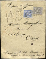 Let TYPE SAGE SUR LETTRES - N°66 Et 68 Obl. Càd PARIS 8/8/76 Sur Bande De Papiers D'Affaires, TB - 1877-1920: Periodo Semi Moderno