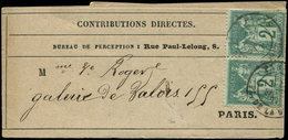 Let TYPE SAGE SUR LETTRES - N°74 PAIRE Obl. Càd PARIS 2(3)/2/77 Sur Bande, TB - 1877-1920: Période Semi Moderne