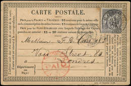 Let TYPE SAGE SUR LETTRES - N°77 Obl. Càd St ETIENNE 30/4/79 S. CP, Arr. LONDON 1/5, TB - 1877-1920: Semi Modern Period