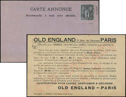 Let TYPE SAGE SUR LETTRES - N°83 Obl. Càd IMPRIMES/PARIS 3/7/96 S. Carte Annonce OLD ENGLAND, TB - 1877-1920: Semi-Moderne