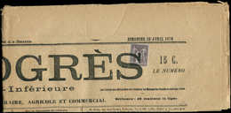 Let TYPE SAGE SUR LETTRES - N°88 Obl. TYPO Sur Journal LE PROGRES De La CHARENTE INFERIEURE Du 28/4/78, RR Et TB - 1877-1920: Semi-Moderne