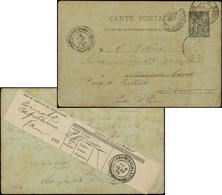 Let TYPE SAGE SUR LETTRES - CP Entier 10c. Obl. Càd PAU 30/12/94, Càd CAMP DU RUCHARD 2/1/94, Au Verso Récépissé De Rec. - 1877-1920: Periodo Semi Moderno